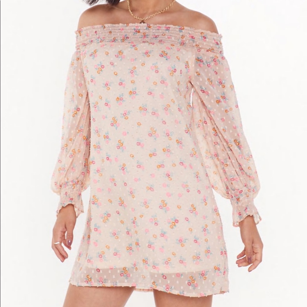 Off The Shoulder Floral Mini Dress